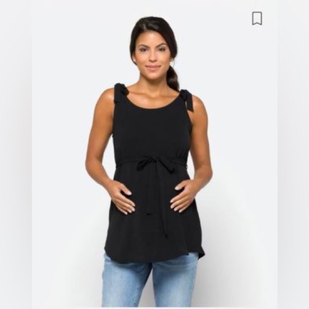 Black Peplum Maternity Should Tie Blouse